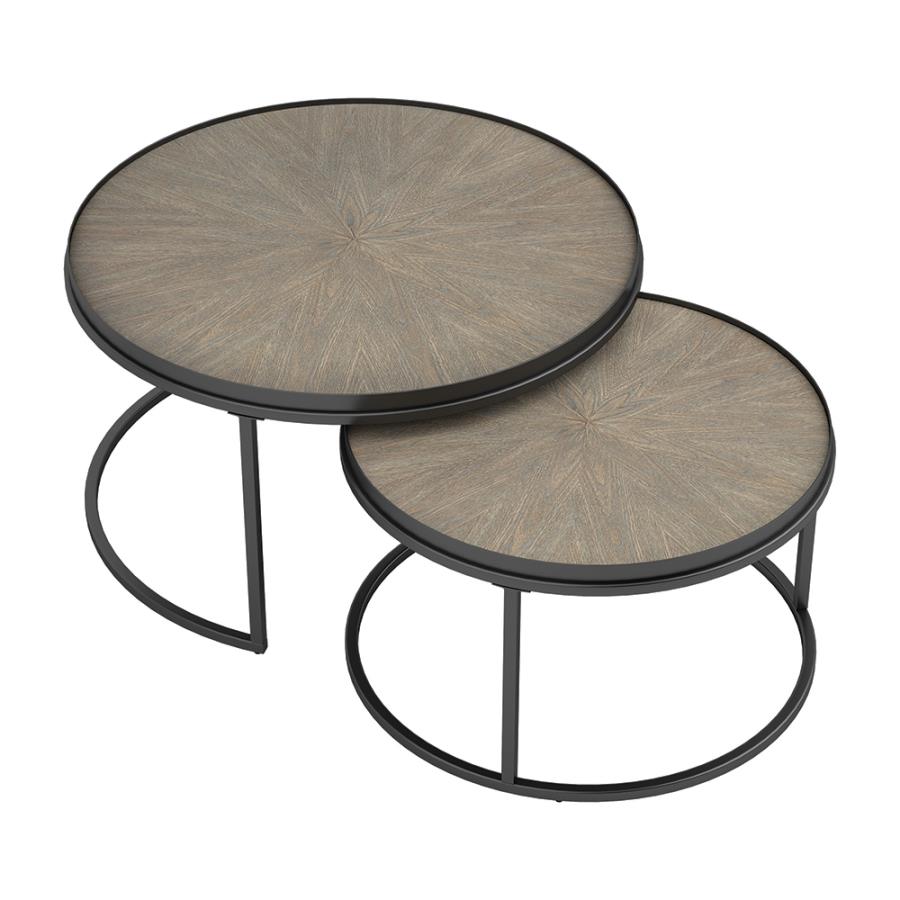 2-piece Round Nesting Tables Weathered Elm_4