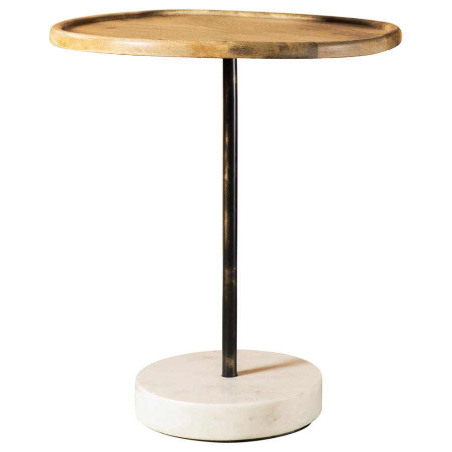 Round Wooden Top Accent Table Natural and White_1