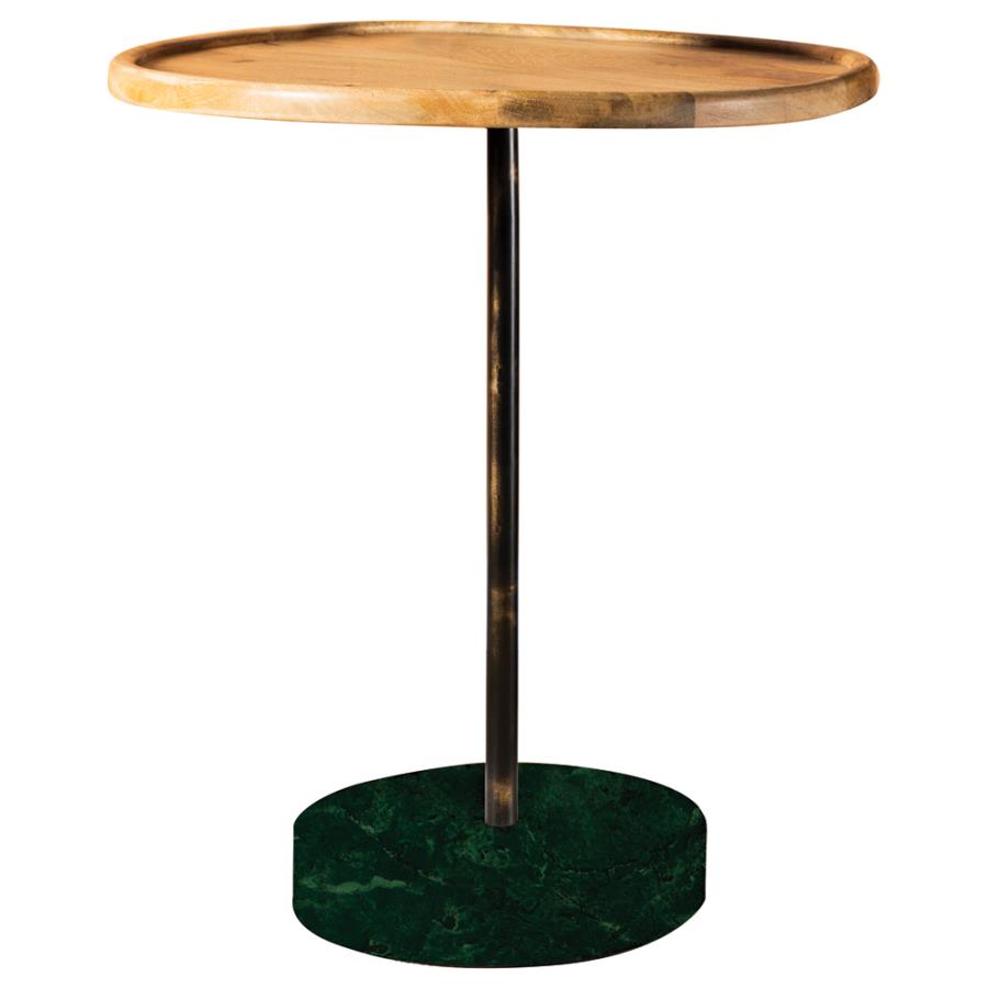 Round Marble Base Accent Table Natural and Green_1