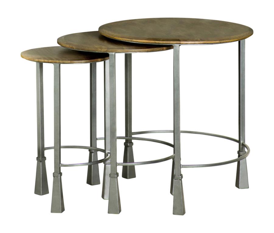 3-piece Round Nesting Table Natural and Gunmetal_1