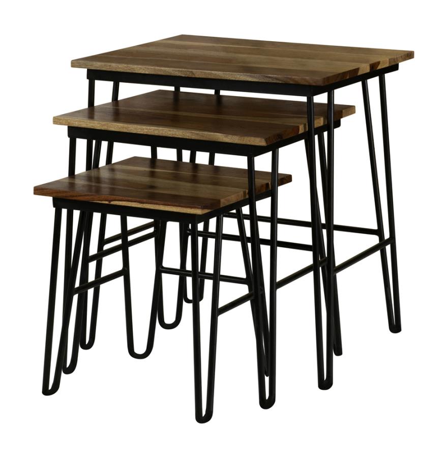 3-piece Nesting Table with Hairpin Legs Natural and Black_1