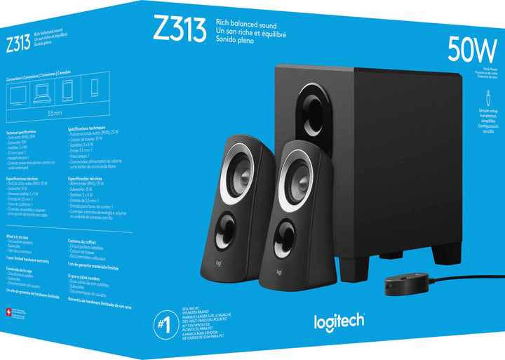 Logitech - Z313 2.1-Channel Speaker System (3-Piece) - Black/Silver_1