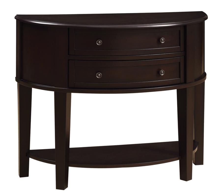 2-drawer Demilune Shape Console Table Cappuccino_1