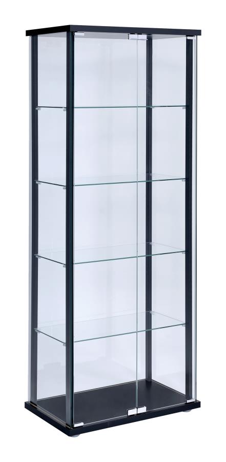 5-shelf Glass Curio Cabinet Black and Clear_1