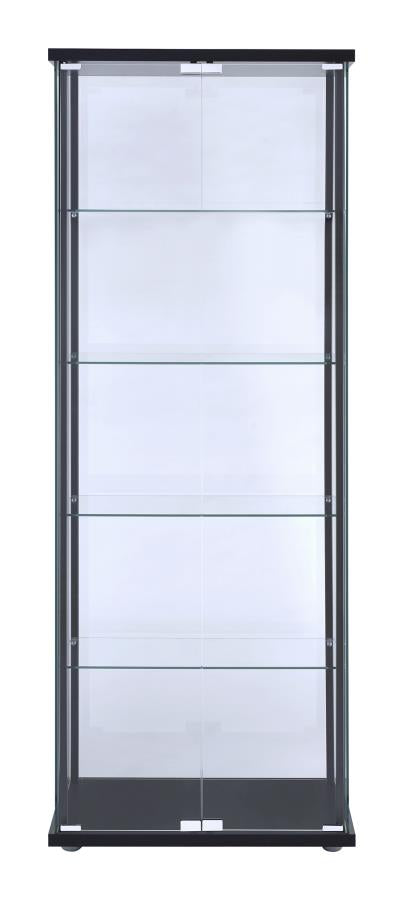 5-shelf Glass Curio Cabinet Black and Clear_2
