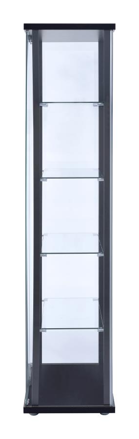 5-shelf Glass Curio Cabinet Black and Clear_3