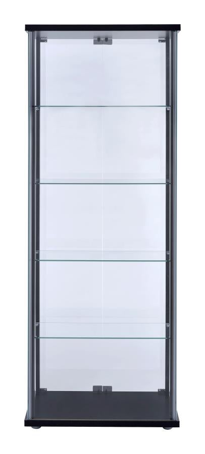 5-shelf Glass Curio Cabinet Black and Clear_4