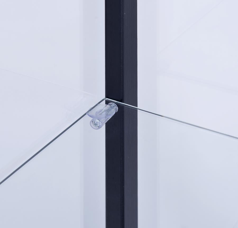 5-shelf Glass Curio Cabinet Black and Clear_6