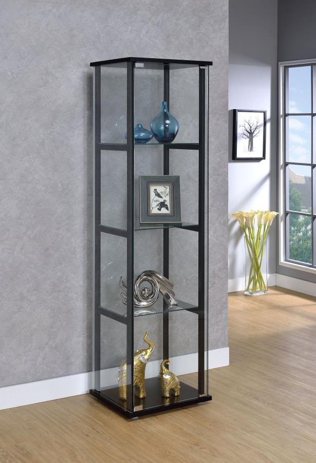 4-shelf Glass Curio Cabinet Black and Clear_0