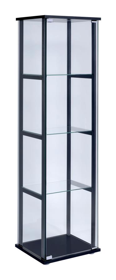 4-shelf Glass Curio Cabinet Black and Clear_1