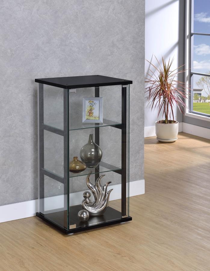 3-shelf Glass Curio Cabinet Black and Clear_0