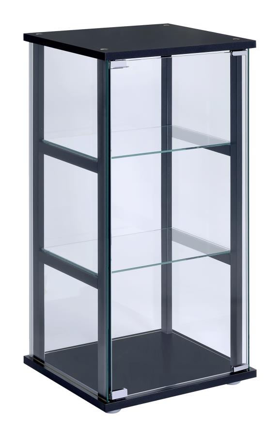 3-shelf Glass Curio Cabinet Black and Clear_1