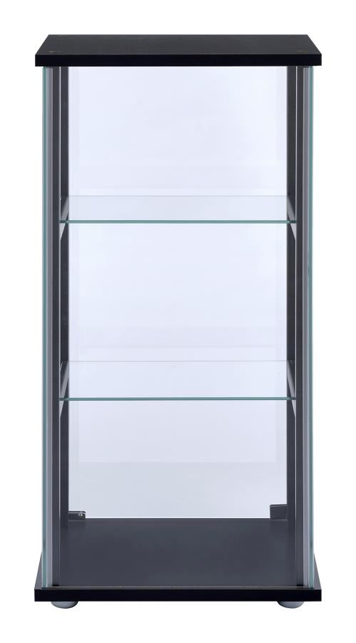 3-shelf Glass Curio Cabinet Black and Clear_4