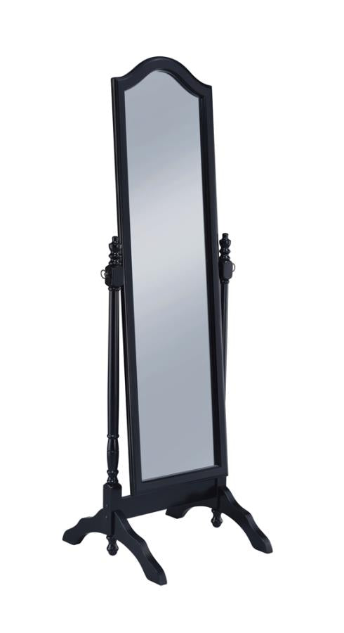 Rectangular Cheval Mirror with Arched Top Black_0