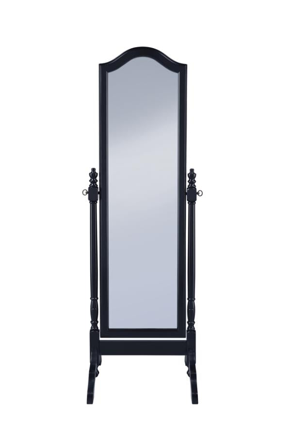 Rectangular Cheval Mirror with Arched Top Black_2