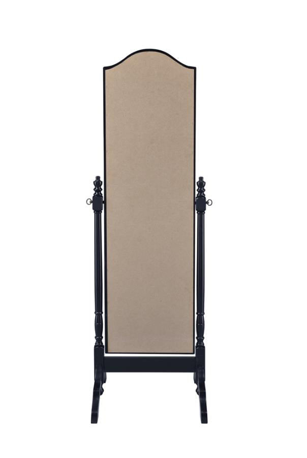 Rectangular Cheval Mirror with Arched Top Black_5