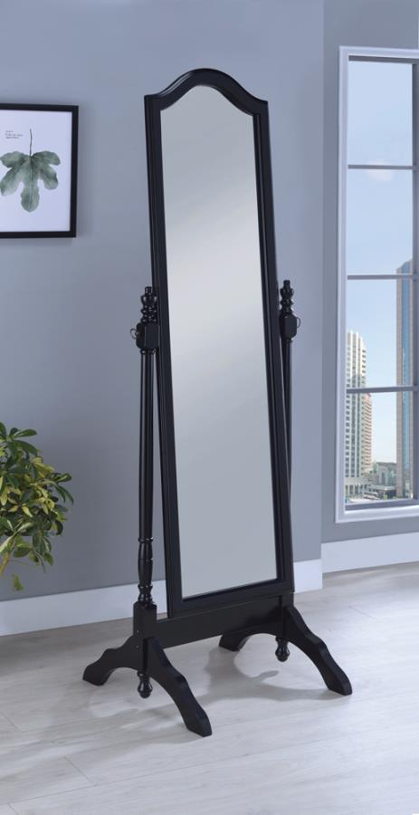 Rectangular Cheval Mirror with Arched Top Black_1