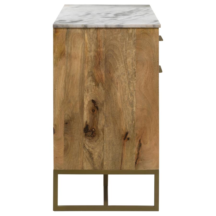 3-door Accent Cabinet with Marble Top Natural and Antique Gold_1