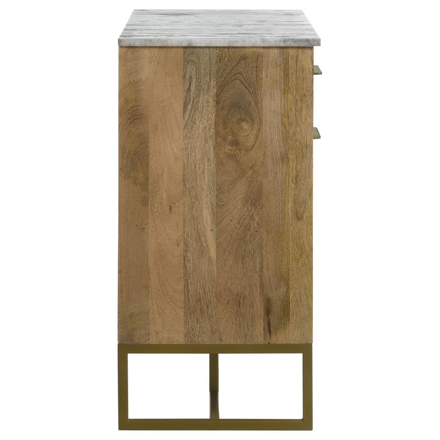2-door Accent Cabinet with Marble Top Natural and Antique Gold_1