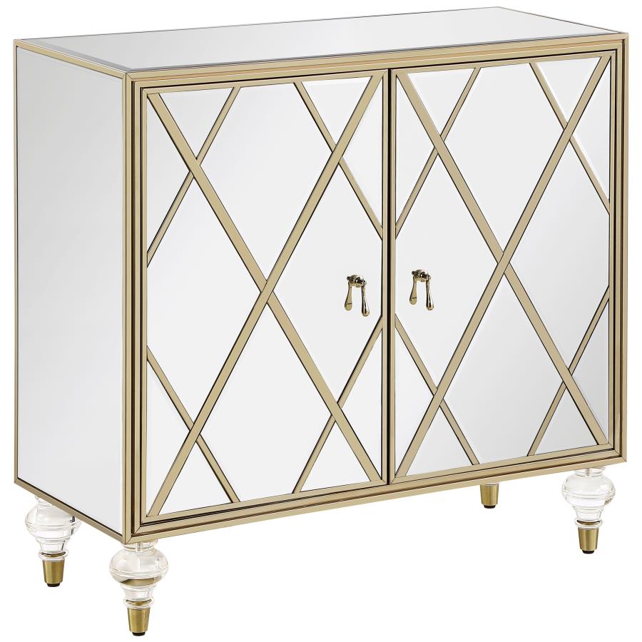 2-door Accent Cabinet Mirror and Champagne_1