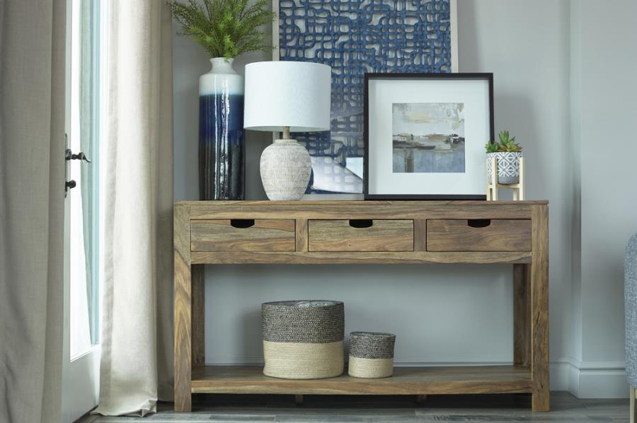 Persia 3-drawer Storage Console Table Natural Sheesham_0