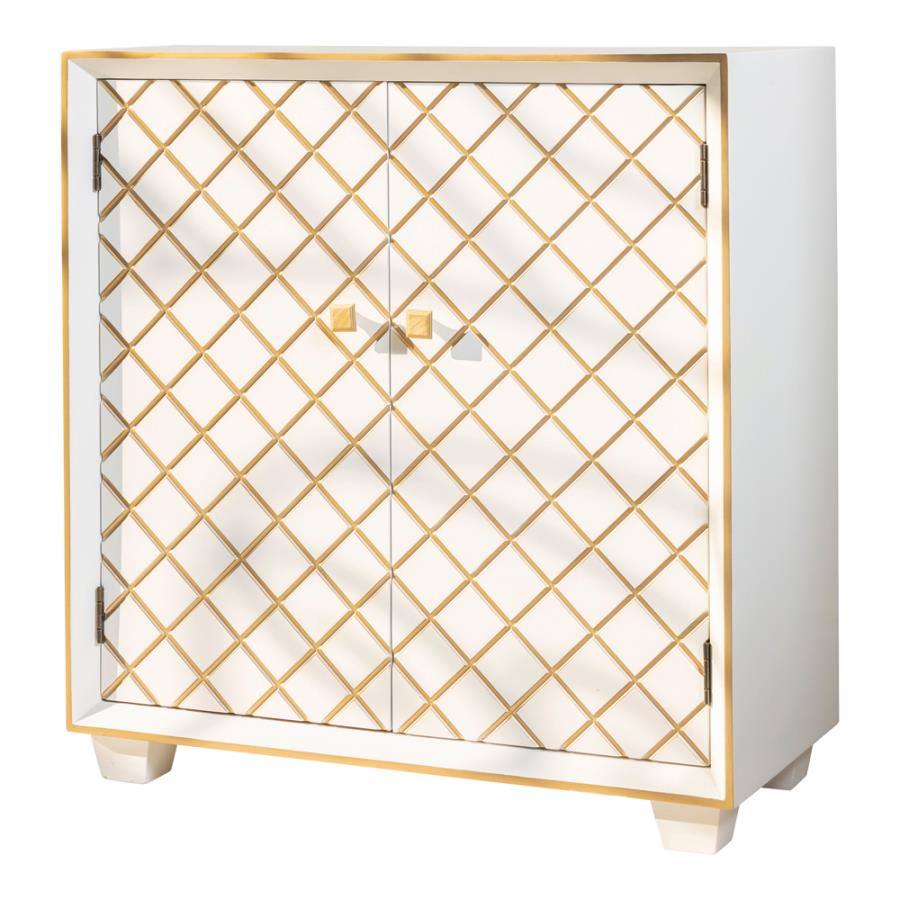 2-door Accent Cabinet White and Gold_1
