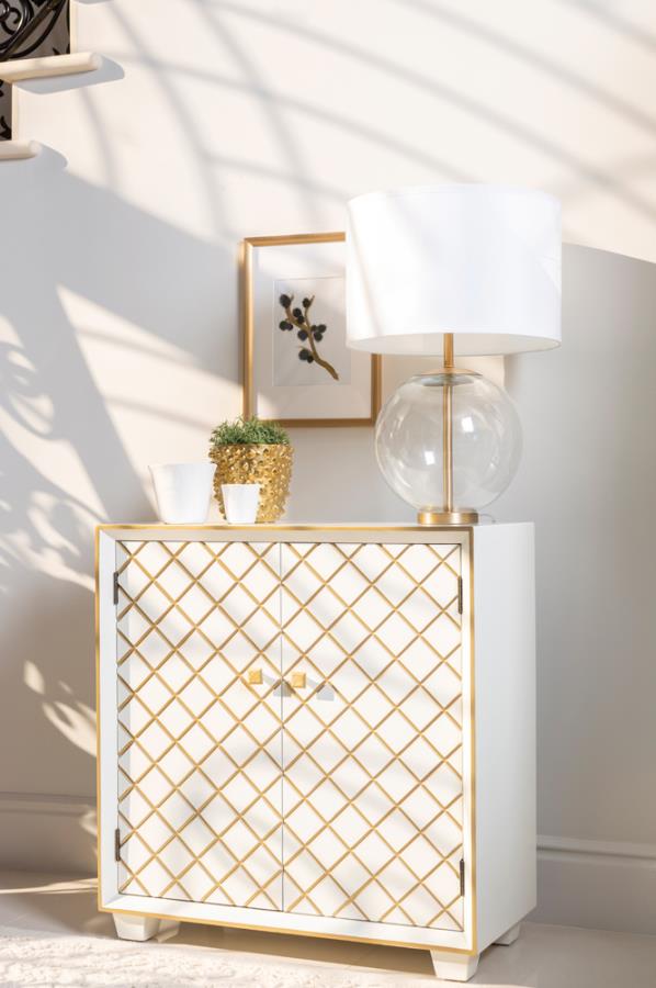 2-door Accent Cabinet White and Gold_0