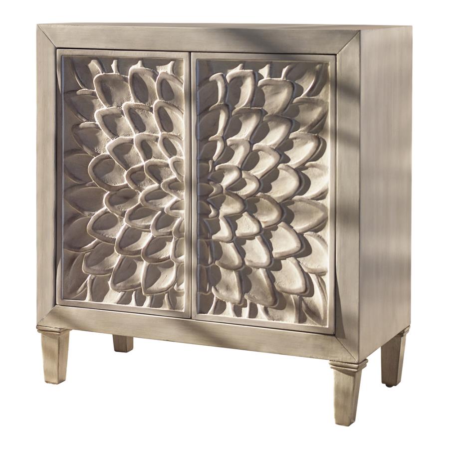 Accent Cabinet with Floral Carved Door White_1