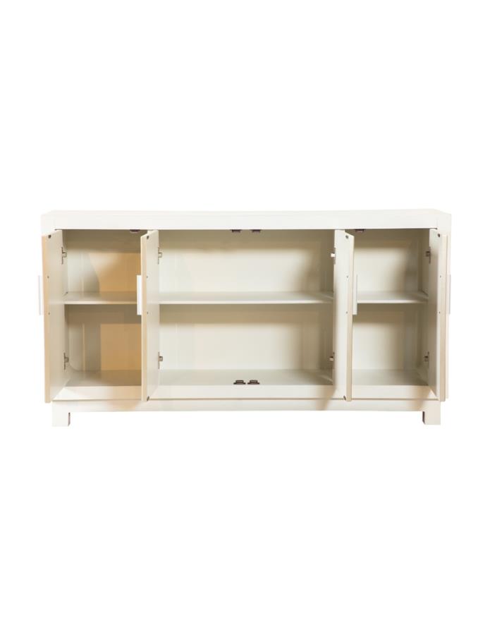Rectangular 4-door Accent Cabinet White and Gold_2