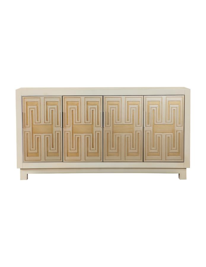 Rectangular 4-door Accent Cabinet White and Gold_1