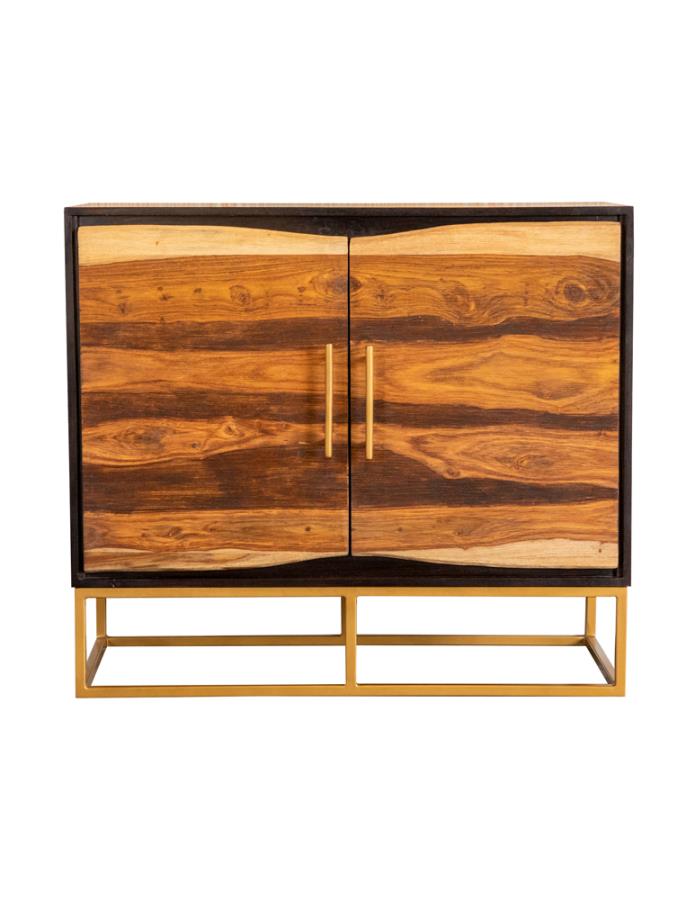 2-door Accent Cabinet Black Walnut and Gold_1