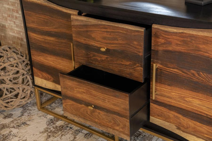 2-drawer Accent Cabinet Black Walnut and Gold_2