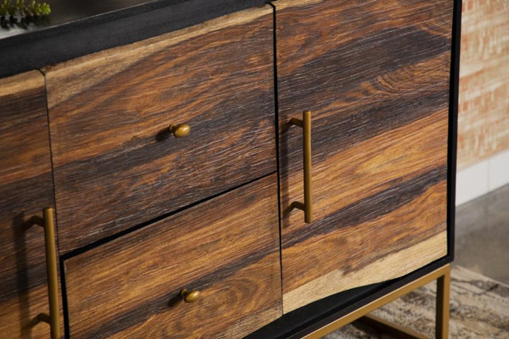 2-drawer Accent Cabinet Black Walnut and Gold_6