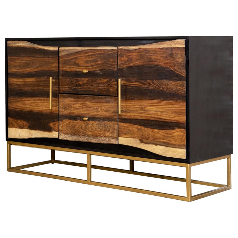 2-drawer Accent Cabinet Black Walnut and Gold_1