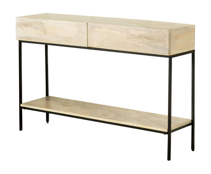 2-drawer Console Table with Open Shelf White Washed_1
