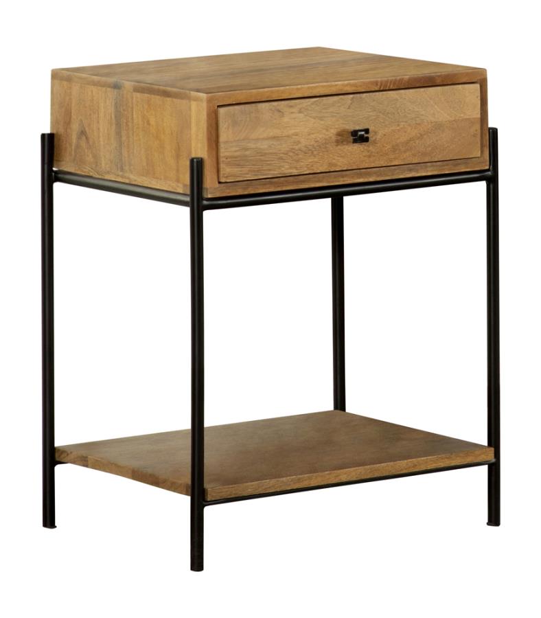 1-drawer Accent Table with Open Shelf Natural Mango and Black_0