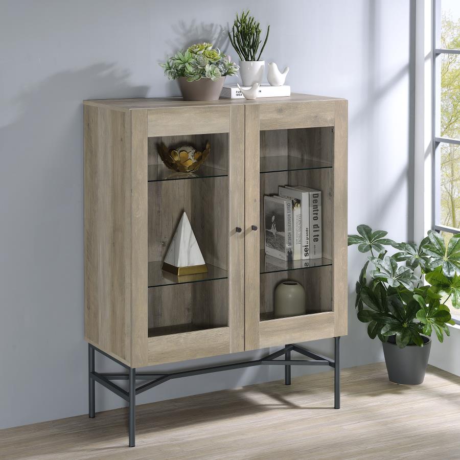 2-door Accent Cabinet with Glass Shelves_0