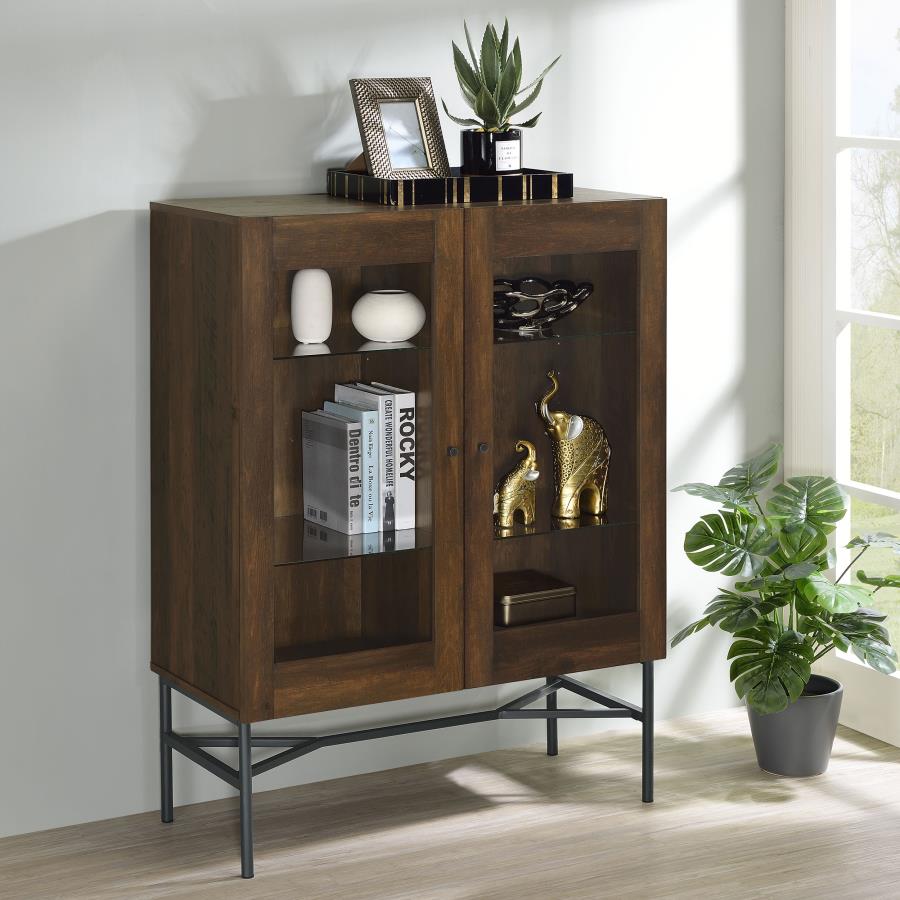 2-door Accent Cabinet with Glass Shelves_0