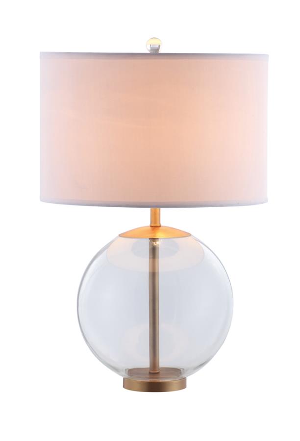 Drum Shade Table Lamp with Glass Base White_1