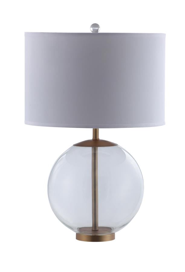 Drum Shade Table Lamp with Glass Base White_0