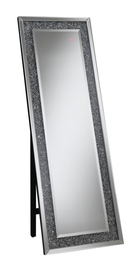 Rectangular Standing Mirror with LED Lighting Silver_1
