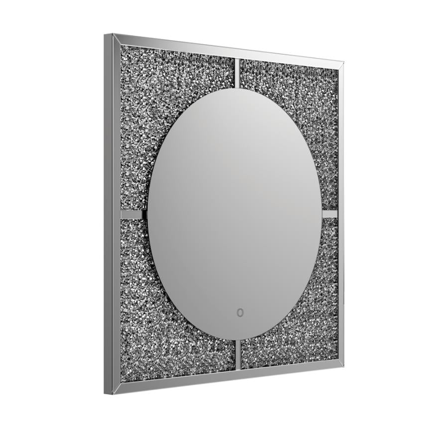 LED Wall Mirror Silver and Black_0