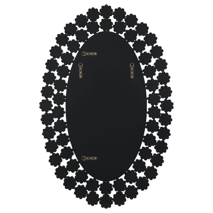 Oval Wall Mirror with Faux Crystal Blossoms_3