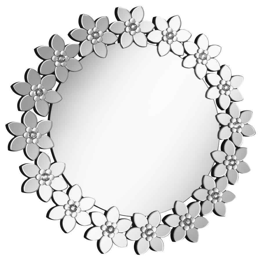 Round Floral Frame Wall Mirror_0