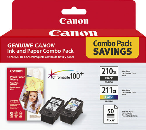 Canon - 210XL/211XL 2-Pack High-Yield Ink Cartridge + Photo Paper - Multi_0