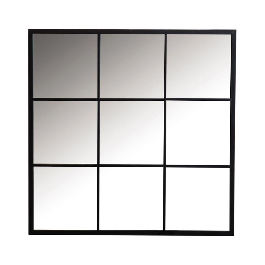 Square Window Pane Wall Mirror Black_0