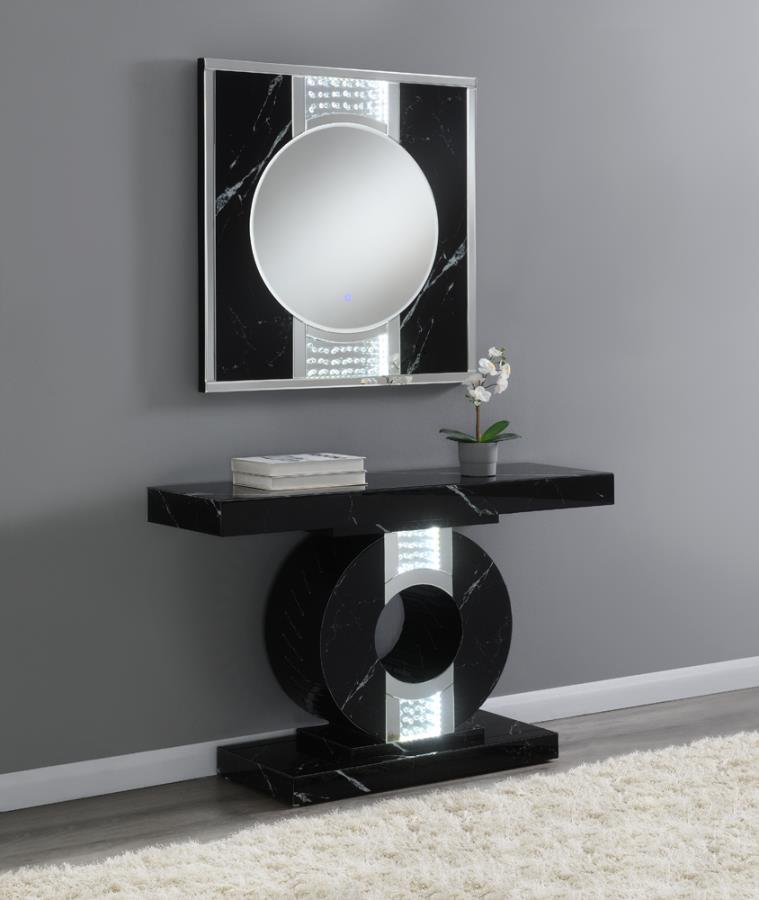 Square LED Wall Mirror Silver and Black_1