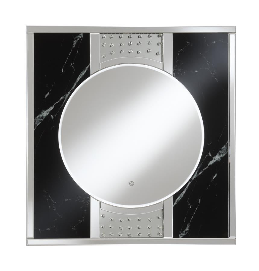 Square LED Wall Mirror Silver and Black_0