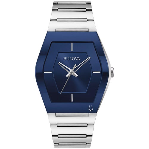 Mens Gemini Silver-Tone Stainless Steel Watch Blue Dial_0