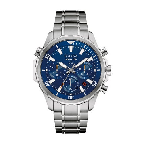 Mens Marine Star Silver-Tone Stainless Steel Watch Blue Dial_0